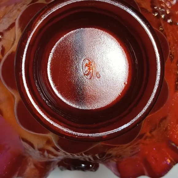 Fenton 2003 Historic Collection Ruby Amberina Basket #4633 RL Paneled Grapes - Picture 9 of 13